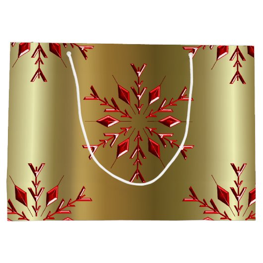 レッドクリスマススターズ金ゴールド ラージペーパーバッグ (裏面)