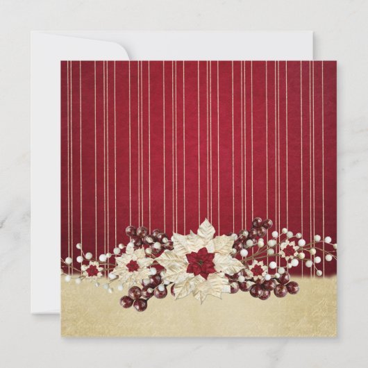 レッドクリスマススターダマスク金ゴールド結婚式招待状 招待状 (裏面)