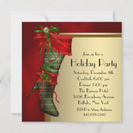 レッドクリスマスストッキングレッド金ゴールドクリスマスパーティー 招待状