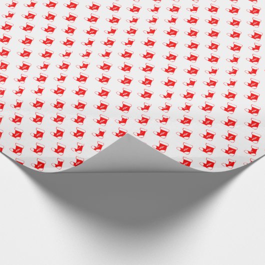 レッドクリスマスストッキング ラッピングペーパー (角)