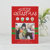 レッドクリスマススノーグローブズホリデーフォトカード シーズンカード (スタンド正面)