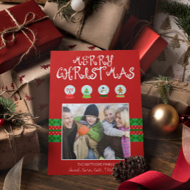 レッドクリスマススノーグローブズホリデーフォトカード シーズンカード