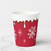 レッドクリスマススノーフレークパーティー飲みコーヒーカップ 紙コップ (裏面)