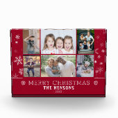 レッドクリスマススノーフレークファミリー6フォトコラージュ フォトブロック (正面)