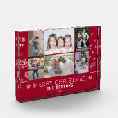 レッドクリスマススノーフレークファミリー6フォトコラージュ フォトブロック (左)