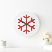 レッドクリスマススノーフレーク ラージ壁時計 (ホーム)