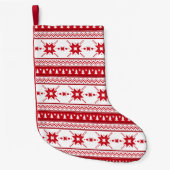 レッドクリスマスセータインスパイアーパターン スモールクリスマスストッキング (正面)