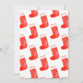 レッドクリスマスソックスかわいいパターンホリデーパーティー 招待状 (裏面)