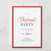 レッドクリスマスタイポグラフィディナーパーティー招待状 招待状 (正面)