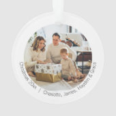 レッドクリスマスタイポグラフィパーソナライズされた写真 オーナメント (裏面)