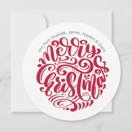 レッドクリスマスタイポグラフィパーソナライズされた写真 シーズンカード