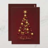 レッドクリスマスツリーのボール紙吹雪 ポストカード (正面/裏面)