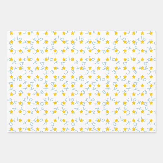 レッドクリスマスツリーイエロースターミニマリスト ラッピングペーパーシート (正面3)