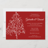 レッドクリスマスツリーウィンターウェディング招待状 招待状 (正面)