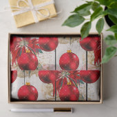 レッドクリスマスツリーオーナメントオンウッドデコページ 薄葉紙 (ギフト)