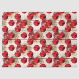 レッドクリスマスツリーオーナメントオンウッドデコページ 薄葉紙