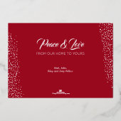 レッドクリスマスツリーオーナメントバラ金ゴールド 箔招待状 (裏面)