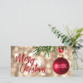 レッドクリスマスツリーオーナメントフラットホリデーカード シーズンカード (スタンド正面)
