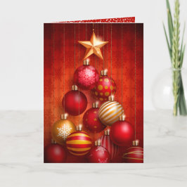 レッドクリスマスツリーオーナメント折り畳み シーズンカード