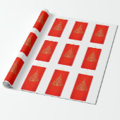 レッドクリスマスツリーキャンドルラッピング紙 ラッピングペーパー (アンロールド)