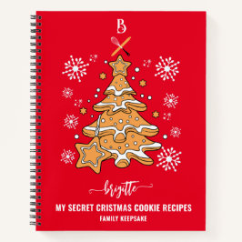 レッドクリスマスツリークッキーベーキングクルー雪片 ノートブック