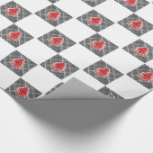 レッドクリスマスツリークリスマス市松模様にデザイン ラッピングペーパー (角)