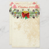 レッドクリスマスツリースターズダ動揺してムスクガーランド 便箋 (正面/裏面)