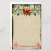 レッドクリスマスツリースターズライトガーランド 便箋 (正面/裏面)