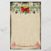 レッドクリスマスツリースターズライトガーランド 便箋 (正面)