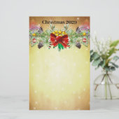 レッドクリスマスツリースターズ金ゴールドライトガーランド 便箋 (スタンド正面)