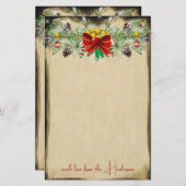 レッドクリスマスツリースターズ金ゴールドライトガーランド 便箋 (正面/裏面)