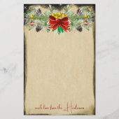 レッドクリスマスツリースターズ金ゴールドライトガーランド 便箋 (正面)