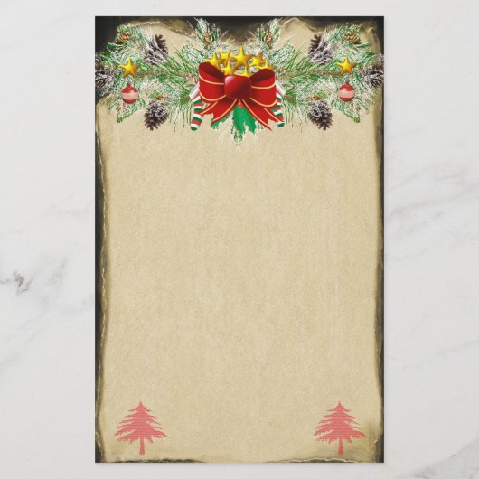 レッドクリスマスツリースターズ金ゴールドライトガーランド 便箋 (裏面)