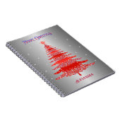 レッドクリスマスツリースノーフレーク名前をカスタムするシルバー ノートブック (右側)