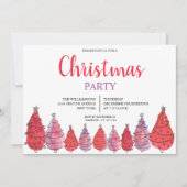 レッドクリスマスツリーズパーティの招待状 招待状 (正面)