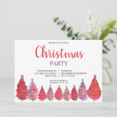 レッドクリスマスツリーズパーティの招待状 招待状 (スタンド正面)