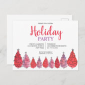 レッドクリスマスツリーズホリデー招待状はがき インビテーションポストカード (正面/裏面)
