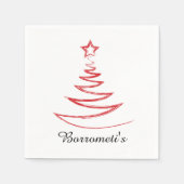 レッドクリスマスツリーパーソナライズされたカクテルナプキン スタンダードカクテルナプキン (正面)