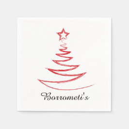 レッドクリスマスツリーパーソナライズされたカクテルナプキン スタンダードカクテルナプキン