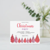 レッドクリスマスツリーパーティの招待状はがき インビテーションポストカード (スタンド正面)