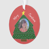 レッドクリスマスツリーフォトオーナメント オーナメント (正面)