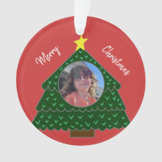 レッドクリスマスツリーフォトオーナメント オーナメント