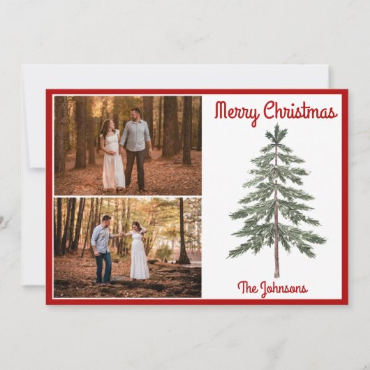 レッドクリスマスツリーホリデーカード シーズンカード (正面)