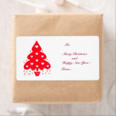 レッドクリスマスツリーホリデーパーティー ラベル (インサイチュ)