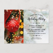 レッドクリスマスツリーボール – クリスマスパーティー インビテーションポストカード (正面)