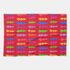 レッドクリスマスツリーポップ・アートのアート キッチンタオル