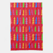 レッドクリスマスツリーポップ・アートのアート キッチンタオル (縦)