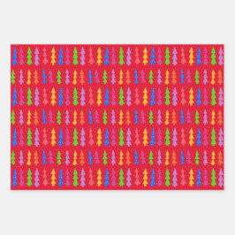 レッドクリスマスツリーポップ・アートのアート ラッピングペーパーシート