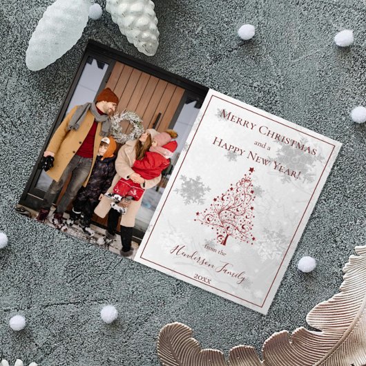 レッドクリスマスツリー写真 シーズンカード