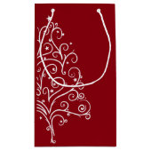 レッドクリスマスツリー冬の結婚式ありがとう スモールペーパーバッグ (裏面)